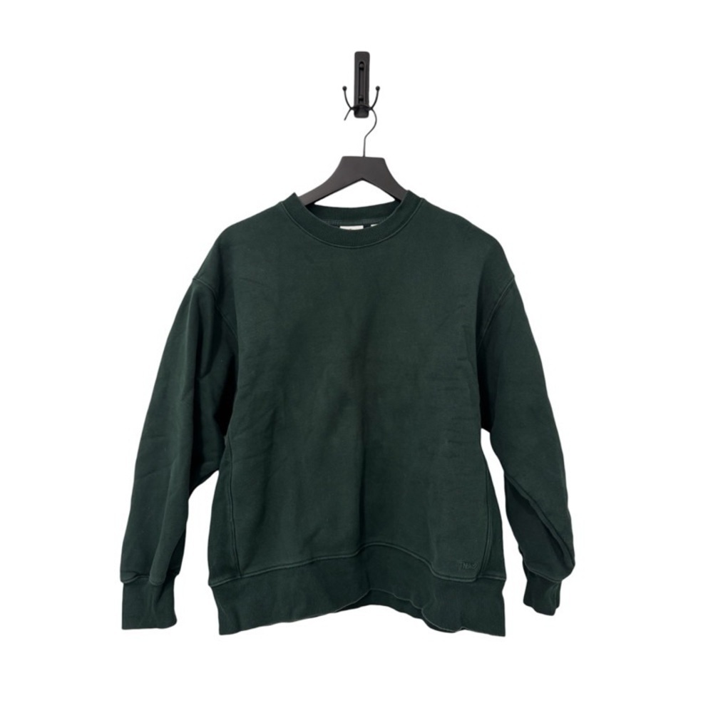 ARITZIA TNA Cozy Fleece Boyfriend Fit Crewneck in Dark Green